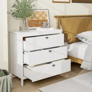 COSTWAY 3-Drawer Dresser Modern Chest of Drawers 3-tier White Side Cabinet