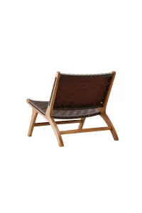 Rike Brown Linen Lounge Chair ,Brown