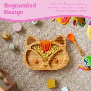 Tiny Dining - Children's Bamboo Suction Fox Plate - Red