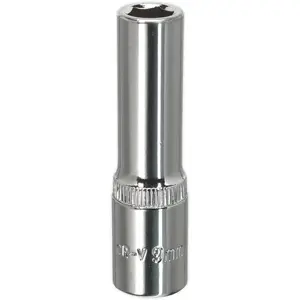 Premium 9mm Forged Steel Deep Drive Socket - Polished Chrome Vanadium Finish