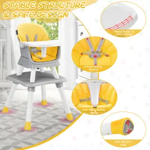 Costway 6-in-1 Baby High Chair Infant Feeding Chair Kids Stool w/Removable Tray & Cushion