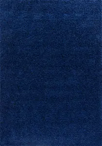 Serdim Rugs Plain Living Room Shaggy Area Rugs Navy 60x110 cm