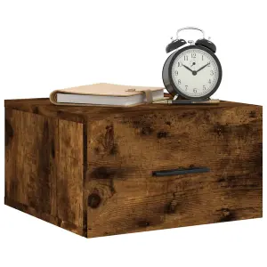 Berkfield Wall-mounted Bedside Cabinet Smoked Oak 35x35x20 cm