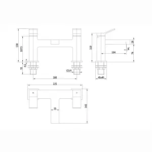 ENKI Athena Brushed Nickel Contemporary Solid Brass Bath Mixer Tap Filler BT0213