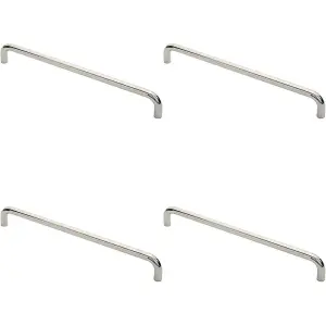 4x Round D Bar Pull Handle 469 x 19mm 450mm Fixing Centres Bright Steel