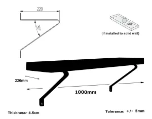 Reclaimed Wooden Shelf with Bracket GALA 9" 220mm - Colour Medium Oak - Length 100cm