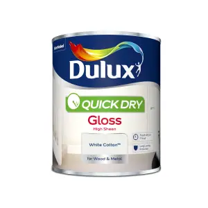 Dulux Quick dry White cotton Gloss Metal & wood paint, 750ml