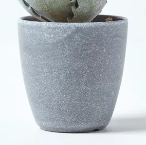 Homescapes Purple and Green Aloe Vera Artificial Succulent in Grey Pot, 21 cm Tall