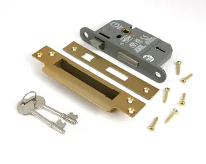 From The Anvil Satin Brass 2 1/2" 5 Lever BS Sash Lock