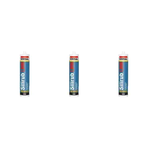 Soudal Silirub LMN Neutral Silicone - 300ml - Black (Pack of 3)