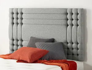 Somnior Flexby Tweed Grey Divan Bed Base With 4 Drawers And Headboard - Small Double