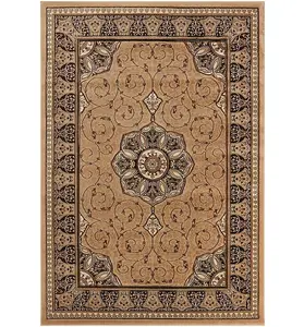 Abaseen 60x220 cm Golden Royal Tabriz Rug Classic Oriental Rug 10mm Soft Pile Washable Area Rugs for Home and Office