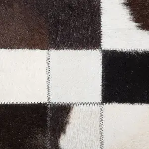 Round Cowhide Area Rug 140 cm Black and White BERGAMA