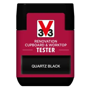 V33 Renovation Quartz Black Satinwood Cupboard & cabinet paint, 75ml Tester pot