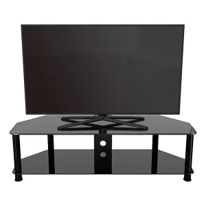 AVF Classic 1.4m Glass Corner TV Stand with Cable Management for TVs up to 65" - Black