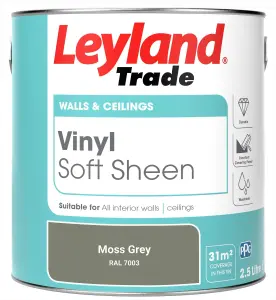 Leyland Trade Vinyl Soft Sheen Walls & Ceilings Emulsion Paint Moss Grey (RAL 7003) - 2.5L