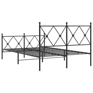 Berkfield Metal Bed Frame without Mattress with Footboard Black 120x190cm