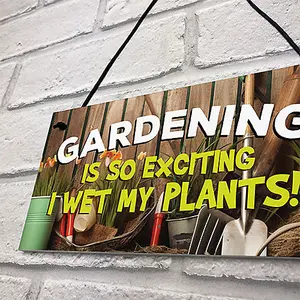 Red Ocean Gardening So Exciting Wet My Plants Sign Wall Garden Garage Gate Door Plaque Garden Signs And Plaques Shed Sign