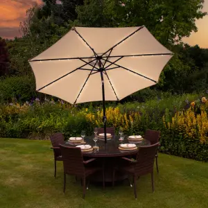 Beige 2.7m LED Tilt Parasol without base