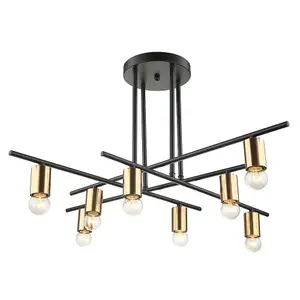 Luminosa Industrial And Retro Flush Ceiling Light Bronze, Black 8 Light , E27