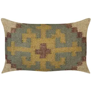 Set of 2 Cushions SARON Jute 30 x 50 cm Oriental Green