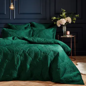 Paoletti Palmeria Quilted Embroidered Velvet Duvet Cover Set