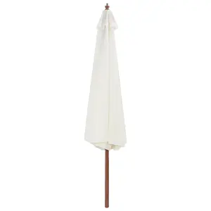 Berkfield Outdoor Parasol with Wooden Pole 350 cm Sand White