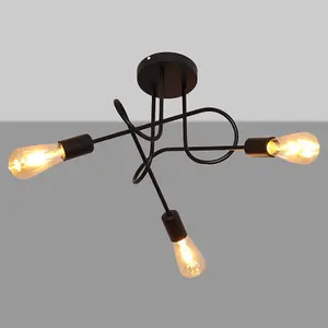 Luminosa Oxford Multi Arm Semi Flush Ceiling Light Black 50cm