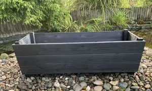 Wooden Trough Black Planter Garden Extra Deep Vegetable Extra Large Tub Fully Assembled