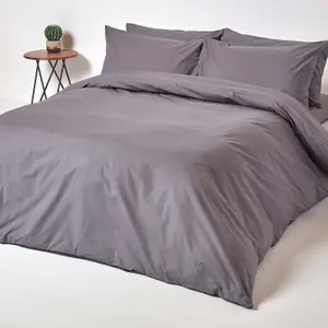 Homescapes Dark Grey Egyptian Cotton Single Duvet cover with One Pillowcase, 200 TC