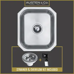 Austen & Co. Lucca Stainless Steel Undermount Single Bowl Kitchen Sink, Lifetime Guarantee, Easy To Clean, Fast & Free Delivery