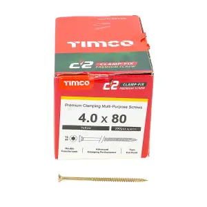 TIMCO C2 Clamp-Fix Multi-Purpose Premium Countersunk Gold Woodscrews - 4.0 x 80 (200pcs)