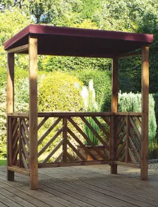 Dorchester BBQ Shelter (Burgundy Roof Cover) - W170 x D100 x H196 - Fully Assembled - Burgundy