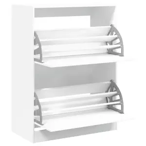 Shoe Cabinet with 2 Flip-Drawers White 80x42x108 cm