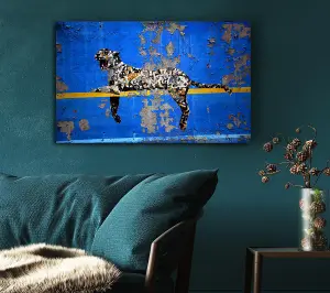 Blue Leopard Canvas Print Wall Art - Medium 20 x 32 Inches