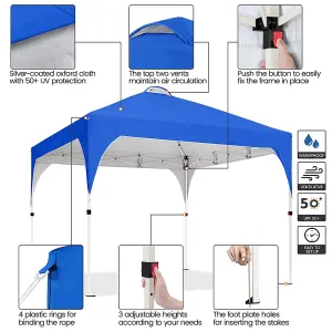 Yaheetech 3mx3m Blue Portable Fabric Pop Up Canopy Tent