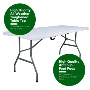 Outdoor FOLDING Table 6FT/180cm Large with Carry Handle - Heavy Duty Table for a Party, Camping, Catering & Picnic