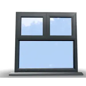 995mm (W) x 1245mm (H) Aluminium Flush Casement - 2 Top Opening Windows - Anthracite Internal & External