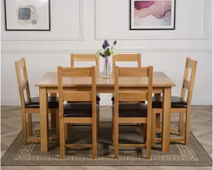 Oslo 150 x 90 cm Medium Oak Dining Table and 6 Chairs Dining Set with Lincoln Chairs