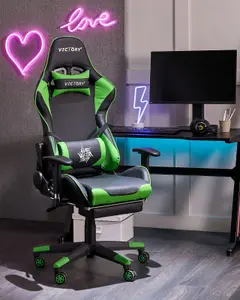 Gaming Chair Faux Leather Green VICTORY