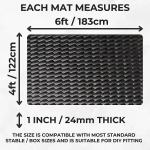 EVA Horse Stable Floor Mat - Black - 24mm - 6ft x 4ft - 12 Pack