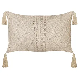 Set of 2 Cushions CAESIA Cotton 30 x 50 cm Solid Beige