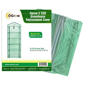 Replacement Polyethylene Plastic Cover for 5 Tier Mini Greenhouse - 27" W x 19" D x 79" H - Green