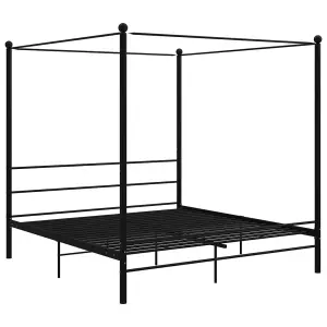 Berkfield Canopy Bed Frame Black Metal 180x200 cm 6FT Super King