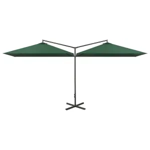 Berkfield Double Parasol with Steel Pole Green 600x300 cm