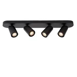 Lucide Xyrus Modern Ceiling Spotlight Bar - LED Dim to warm - GU10 - 4x5W 2200K/3000K - Black