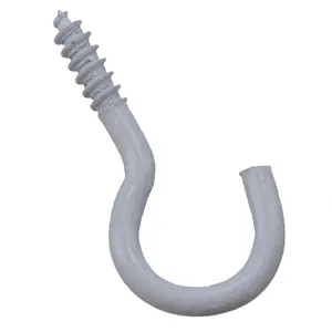 Screw Hook Fasteners Hangers White Plastic Finish 10mm Dia 30mm length 16pc