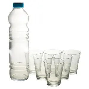 URBNLIVING 32cm Height Water Bottle Jug & 6 Drinking Glasses Tumblers  Glassware Set