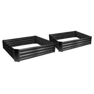 Square Galvanised Steel Raised Garden Beds - 120cm x 120cm - Anthracite - Pack of 2