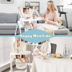 Costway Adjustable Baby High Chair Foldable Reclining Infant Highchair Removable Trays